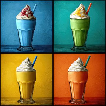 Popart Milkshakes - Colourful Cheerful Artwork by BowiScapes abstract and digital art