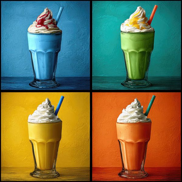 Popart Milkshakes - Colourful Cheerful Artwork by BowiScapes abstract and digital art