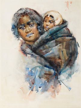 Frances Hodgkins - Maori woman and child (1900) von Peter Balan