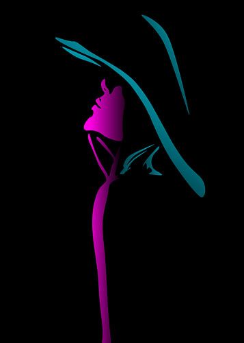 Vrouw gezicht blauw roze kunst