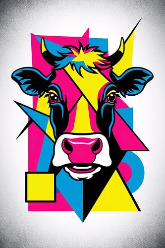 Abstracte kleurrijke koeienkop kunst