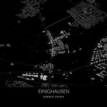 Zwart-witte landkaart van Einighausen, Limburg. van Rezona