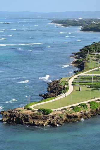 Luchtfoto van de kust in de zomer