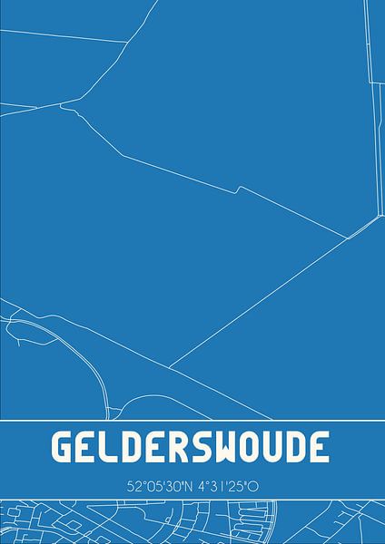 Blauwdruk | Landkaart | Gelderswoude (Zuid-Holland) van Stad & Wand