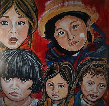 Wereldkinderen kleurrijk van Marielistic-Art.com