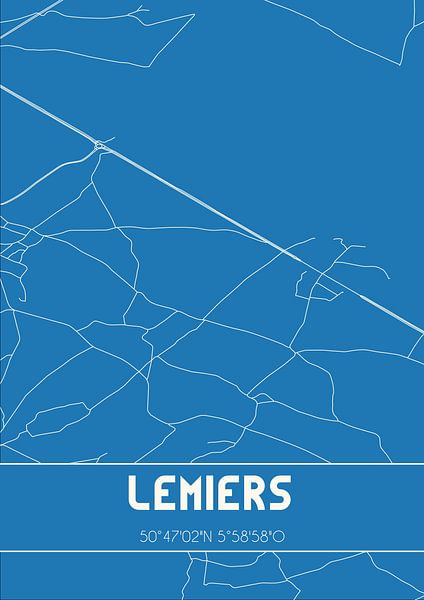 Blauwdruk | Landkaart | Lemiers (Limburg) van Stad & Wand
