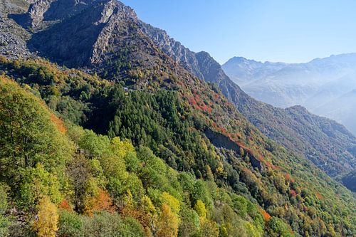 Mountain landscape in the Aosta valley in northern Italy with beautiful coloured slopes