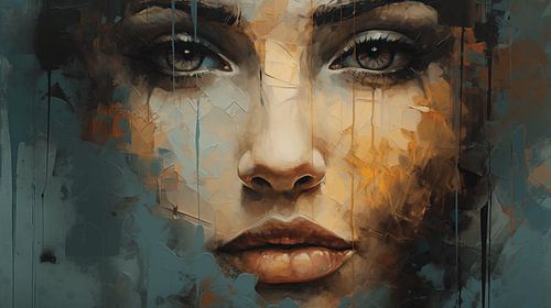 Mysterieuze vrouwelijke look met abstracte textuur, kunstzinnig kleurontwerp