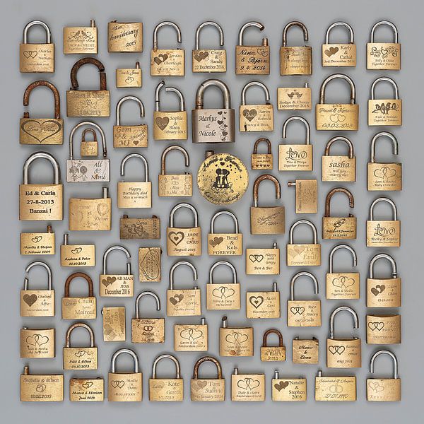 Love locks, professionally engraved by Floris Kok