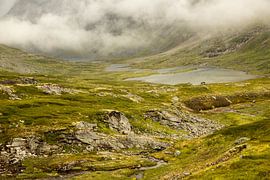 Journée brumeuse, un paysage vert avec un lac en Norvège sur Karijn | Fine art Natuur en Reis Fotografie