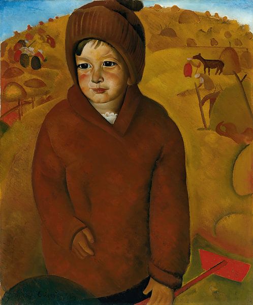 Boris Dmitrievitsj Grigorjev - Jongen in de oogsttijd (1923) van Peter Balan