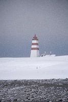 Vuurtoren van Alnes in the winter, Godøy, Noorwegen