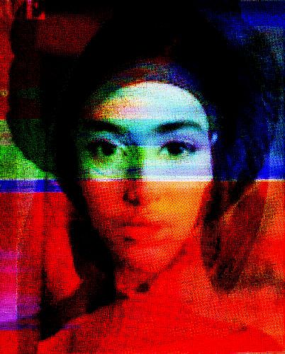 Broken Signal Woman Portrait Collage Wall Art