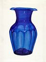 Aquarell einer Kobalt Blaue Vase von Mad Dog Art Miniaturansicht