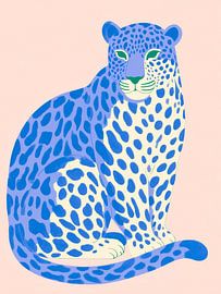 Blauer Leopard – Moderner, farbenfroher Leopard von StudioRemier