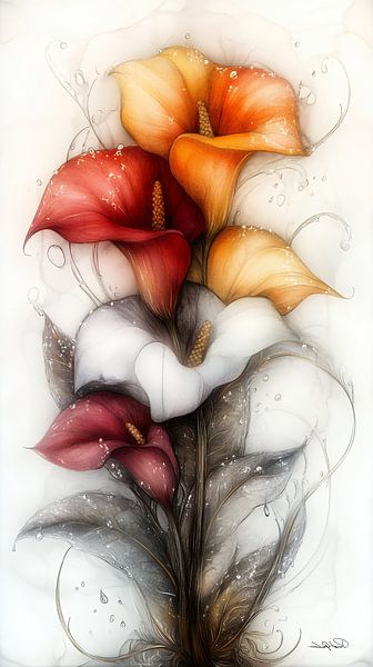 Aquarell von Blumen von Gelissen Artworks