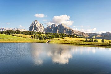 Lake and mountains, Seiser Alm, Dolomites, Italy by Stefano Orazzini