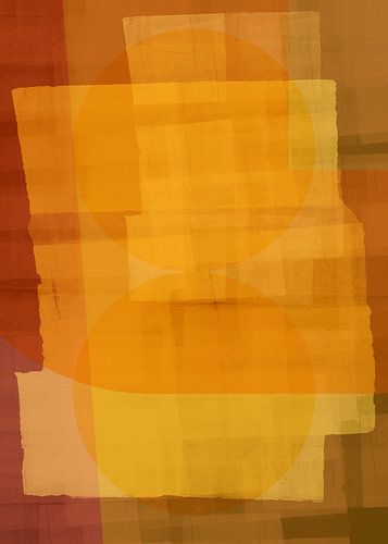 Moderne abstracte vormen in terra en geel.