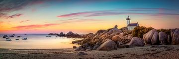 Sunset at Pontusval lighthouse in Brittany by FineArt Panorama Fotografie Hans Altenkirch