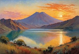 Paysage du Mont Rinjani au coucher du soleil
