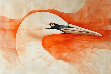 Oranjeglans Vogel Minimalistische Elegantie van Eva Lee