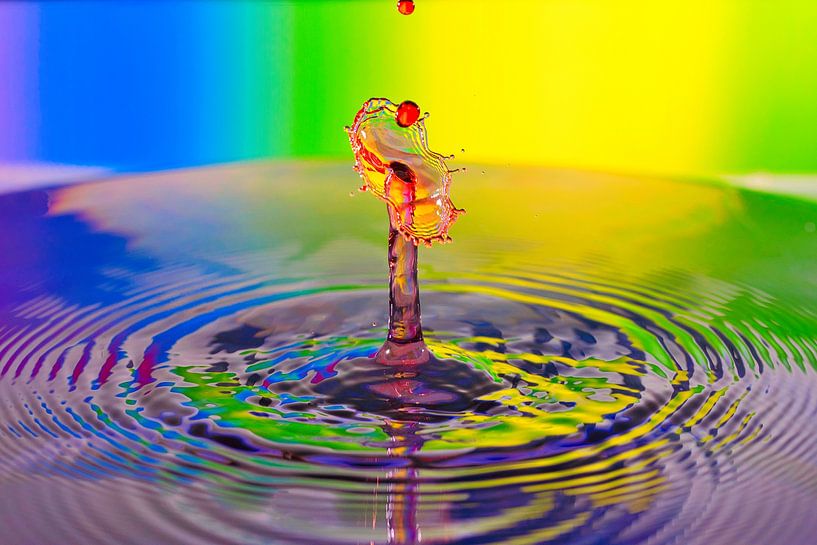 Waterkolom met paraplu en druppel van Dieter Fischer
