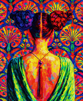 Split Color Buns – Vibrant Pop Art Portrait