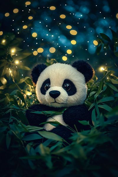 Ours en peluche panda dans un jeu de lumière magique par Poster Art Shop