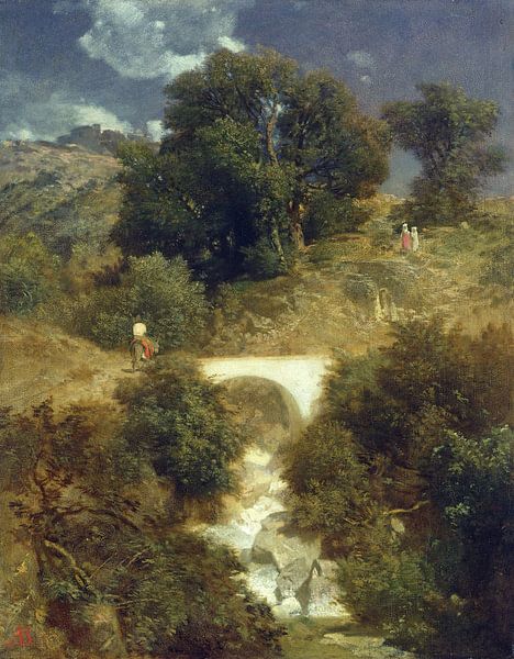 Arnold Bocklin, Paysage romain avec un pont, 1863 Huile sur toile par finemasterpiece