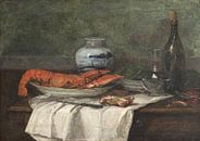 Stilleven met kreeft op een wit tafelkleed, Eugène Louis Boudin van Meesterlijcke Meesters thumbnail