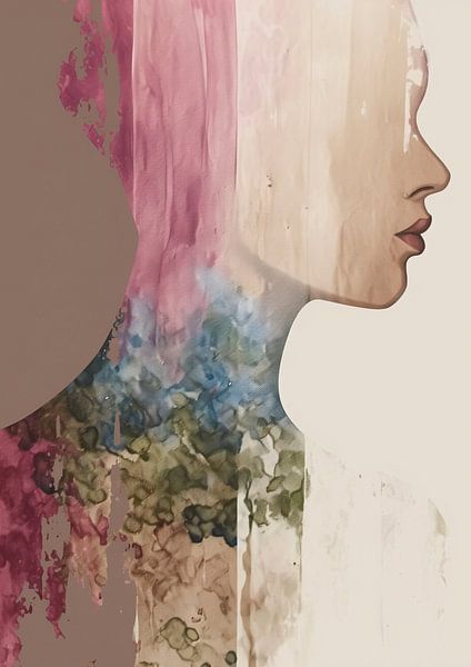 Vrouwenprofiel | Dreaming in Colors van De Mooiste Kunst