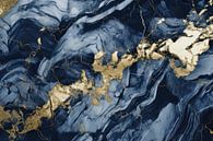 Marble abstraction in navy blue, gold and light blue by Digitale Schilderijen thumbnail
