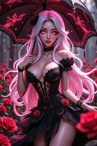 VELMIRAGE – Fille anime succube sexy dans un jardin de roses