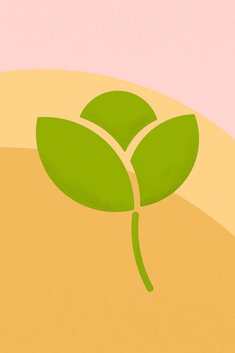 Modern Green Plant Bud Art - Minimalist Spring Growth Wall Decor