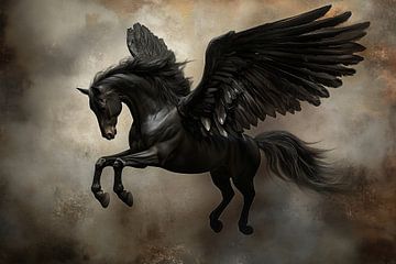 Zwarte Pegasus van Richards Fine Art