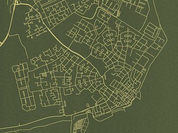 Carte de Volendam en or vert sur Map Art Studio