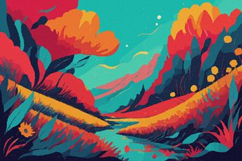 Surreale Fantasie Landschaft mit vibrant colors