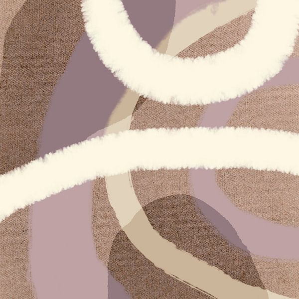 Abstract pastel shapes in beige, pink, purple and off white by Dina Dankers