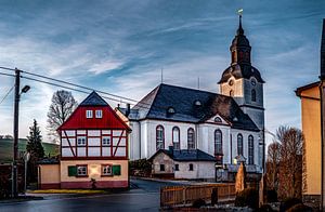 Kirche in Drebach / Erzgebirge zur Goldenen Stunde