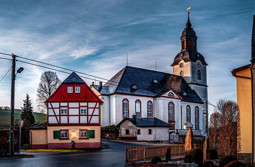 Kirche in Drebach / Erzgebirge zur Goldenen Stunde von Johnny Flash