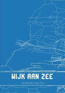 Blaupause | Karte | Wijk aan Zee (Noord-Holland) von Rezona