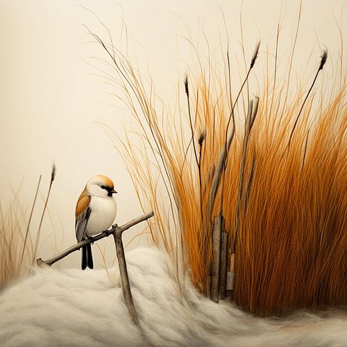The Winter Bird in the Golden Reed