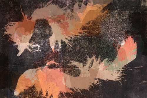 Abstract retro. Tango voor twee. Organische vormen in warme kleuren.