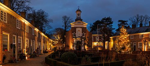 Breda, sfeervolle panoramafoto van het Begijnhof in de winterperiode
