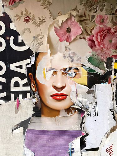 Frida op gescheurde posters van Ingrid van der Meer