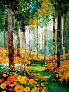Forest by Klimt style 5 by JBJart Justyna Jaszke