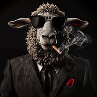 Sheep with cigar and sunglasses