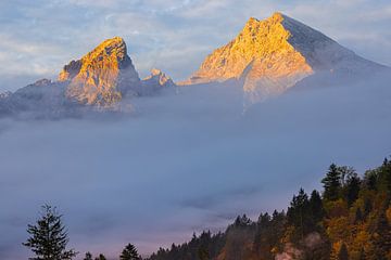 Zonsopkomst Watzmann nabij Berchtesgaden van Henk Meijer Photography