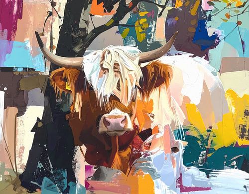 Figuratief abstract kleurige koe