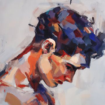 Modern abstract portret van een jongen van Carla Van Iersel
